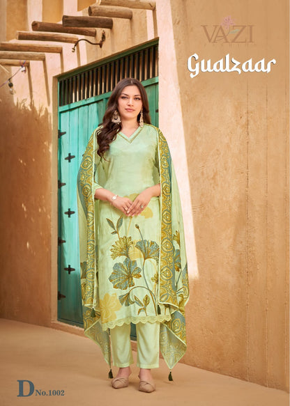 Gualzaar Vazi Fashion Viscose Muslin Readymade Pant Style Suits Supplier India