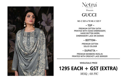 Gucci Netra Cotton Satin Pant Style Suits Wholesaler India