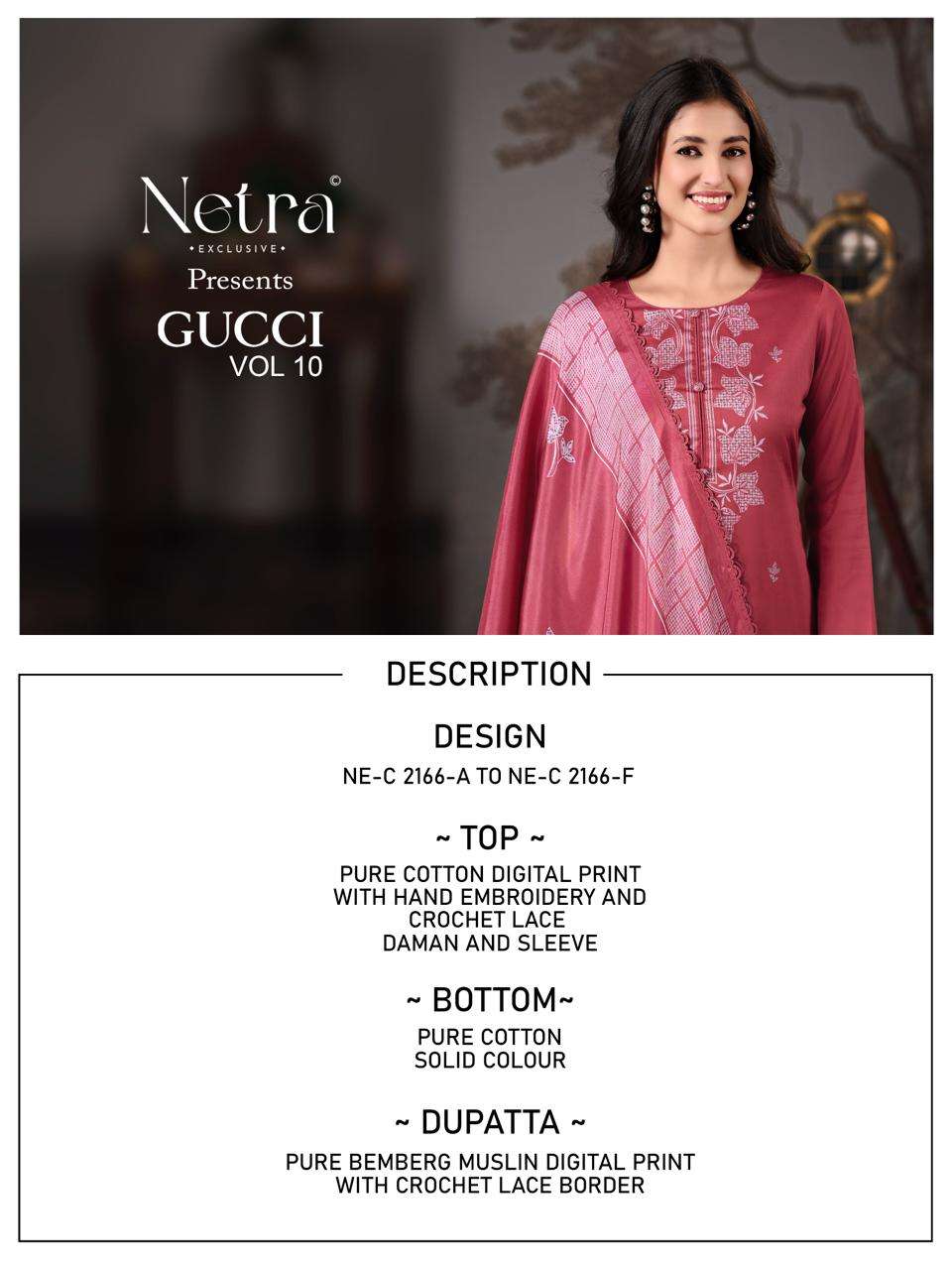 Gucci Vol 10 Netra Cotton Cambric Pant Style Suits Wholesaler Gujarat