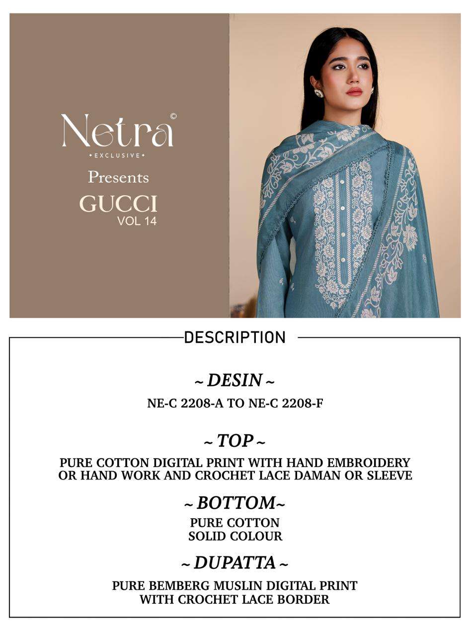 Gucci Vol 14 Netra Cotton Pant Style Suits Exporter