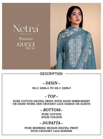 Gucci Vol 14 Netra Cotton Pant Style Suits Exporter