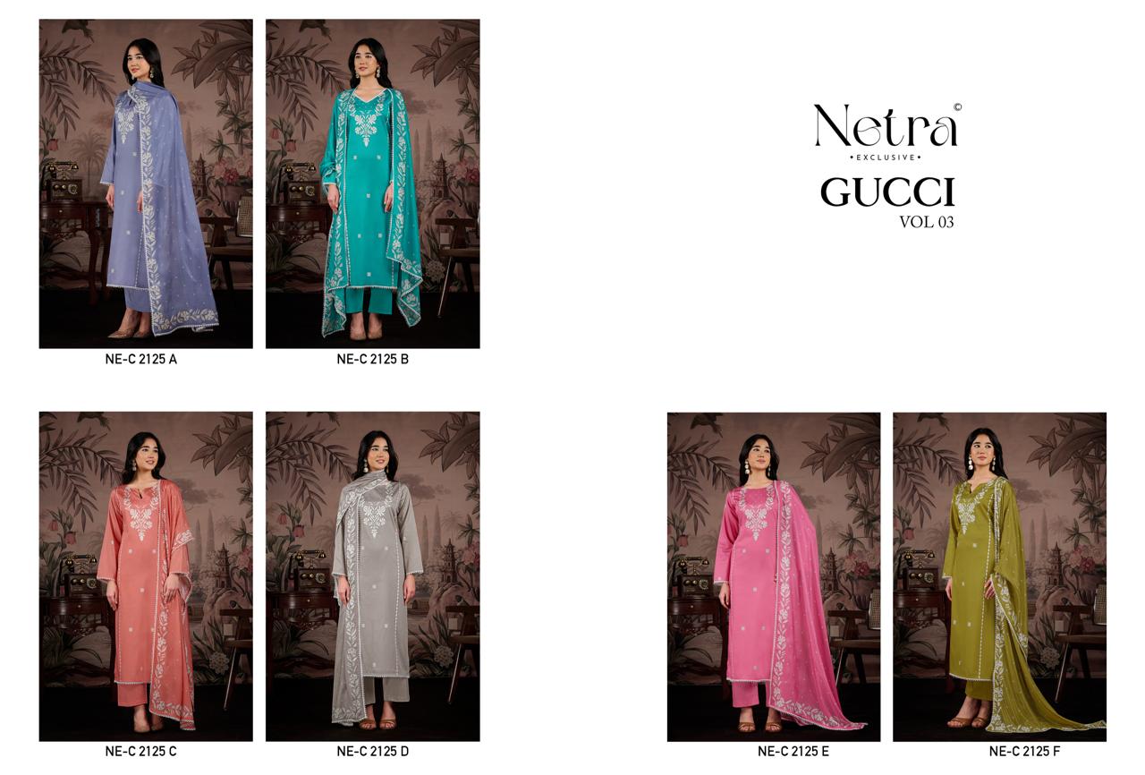 Gucci Vol 3 Netra Cotton Satin Pant Style Suits Supplier Gujarat