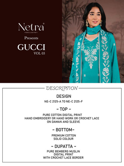 Gucci Vol 3 Netra Cotton Satin Pant Style Suits Supplier Gujarat