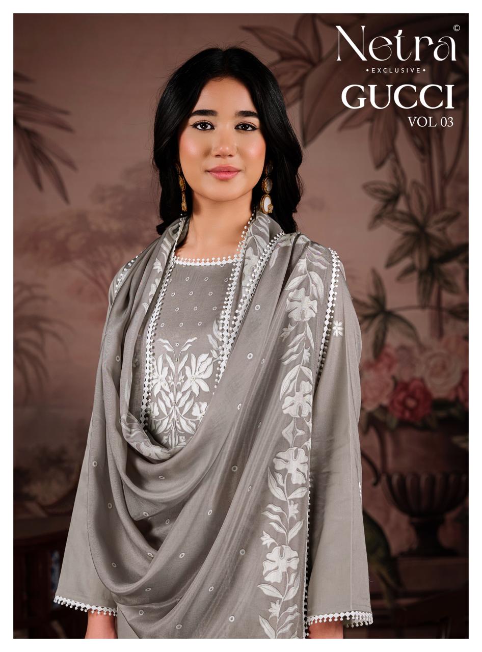 Gucci Vol 3 Netra Cotton Satin Pant Style Suits Supplier Gujarat