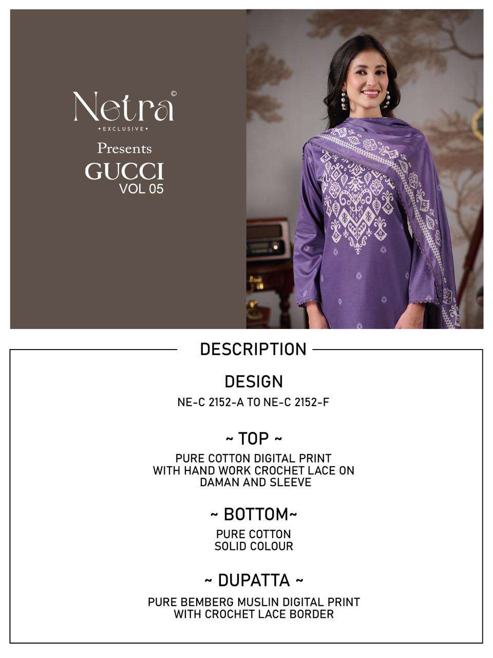 Gucci Vol 5 Netra Cotton Satin Pant Style Suits Supplier