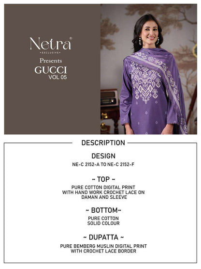 Gucci Vol 5 Netra Cotton Satin Pant Style Suits Supplier