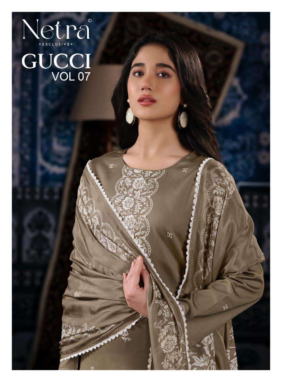 Gucci Vol 7 Netra Cotton Satin Pant Style Suits Exporter Ahmedabad