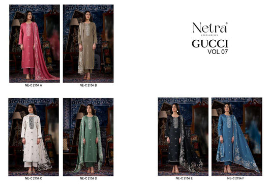 Gucci Vol 7 Netra Cotton Satin Pant Style Suits Exporter Ahmedabad