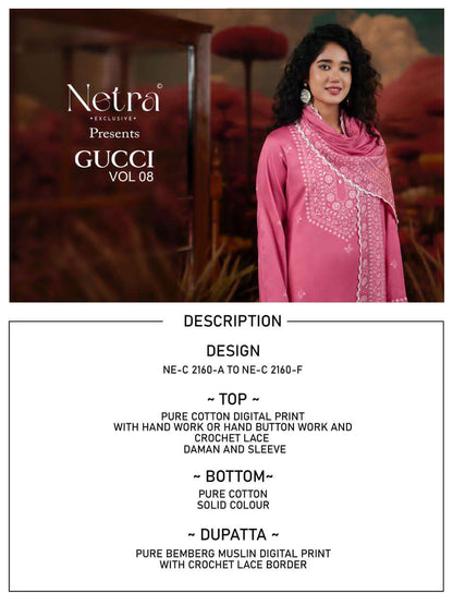 Gucci Vol 8 Netra Cotton Pant Style Suits Wholesaler Ahmedabad