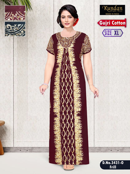 Gujri Cotton 010925 Kundan Night Gowns Supplier Gujarat