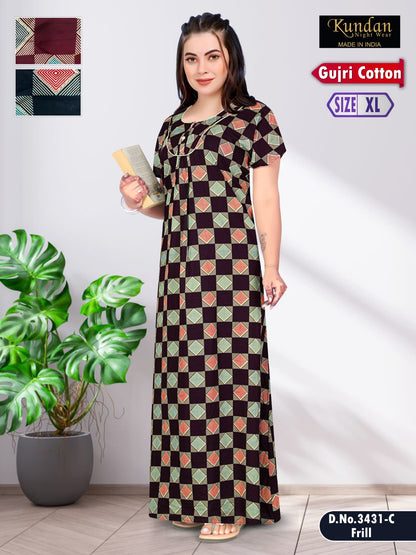 Gujri Cotton 010925 Kundan Night Gowns Supplier Gujarat