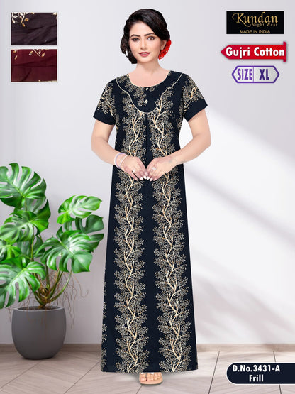 Gujri Cotton 010925 Kundan Night Gowns Supplier Gujarat