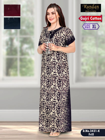 Gujri Cotton 010925 Kundan Night Gowns Supplier Gujarat
