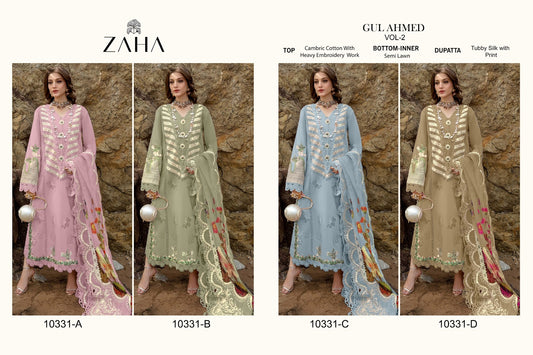 Gul Ahmed Vol 2-10331 Zaha Cambric Cotton Pakistani Salwar Suits Wholesale