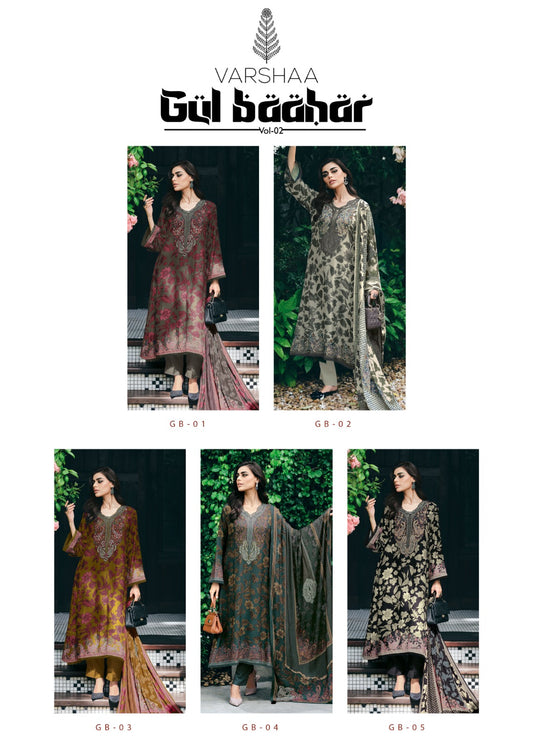 Gul Baahar Vol 2 Varsha Fashions Viscose Pashmina Suits Supplier Gujarat