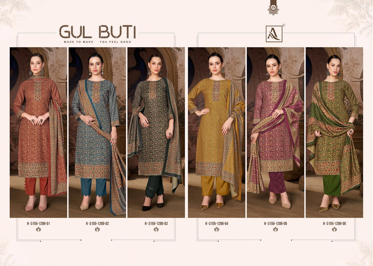 Gul Buti Alok Viscose Pashmina Suits Exporter Gujarat