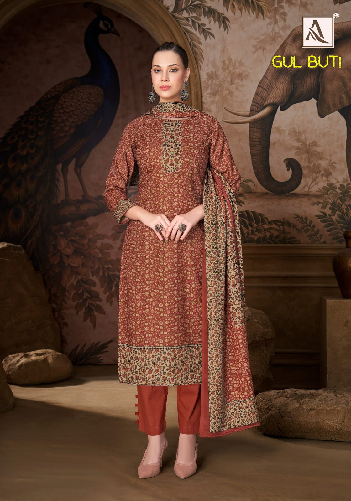 Gul Buti Alok Viscose Pashmina Suits Exporter Gujarat