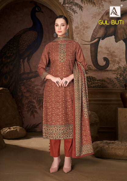 Gul Buti Alok Viscose Pashmina Suits Exporter Gujarat