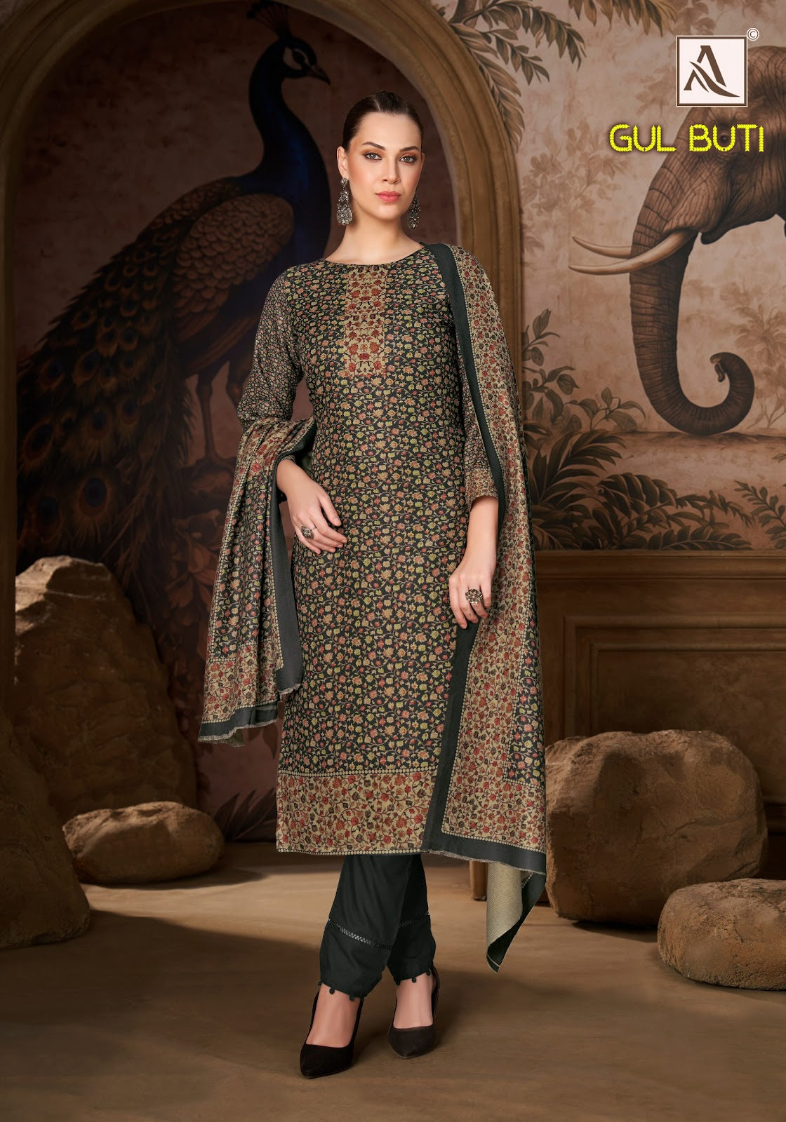 Gul Buti Alok Viscose Pashmina Suits Exporter Gujarat