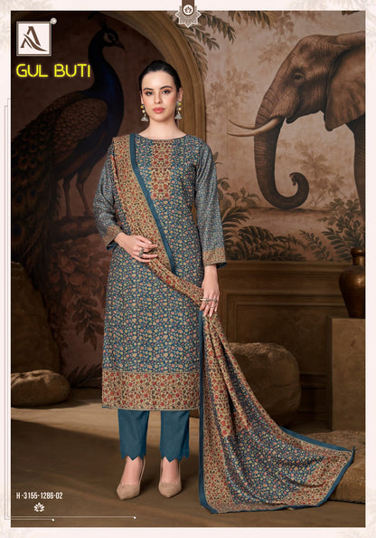 Gul Buti Alok Viscose Pashmina Suits Exporter Gujarat