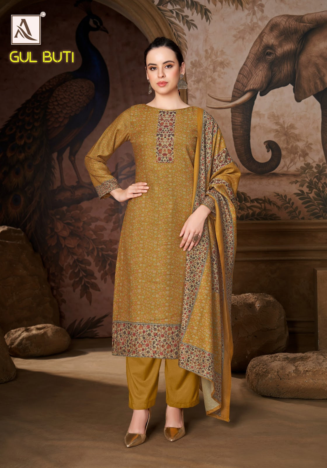 Gul Buti Alok Viscose Pashmina Suits Exporter Gujarat