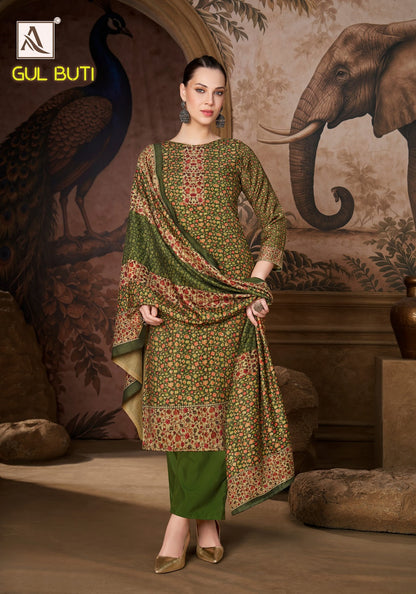 Gul Buti Alok Viscose Pashmina Suits Exporter Gujarat