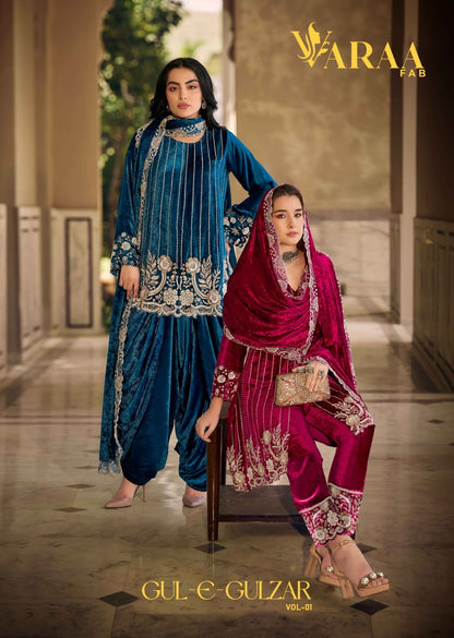 Gul E Gulzar Vol 1 Varaa Fab Viscose Velvet Suits Wholesaler