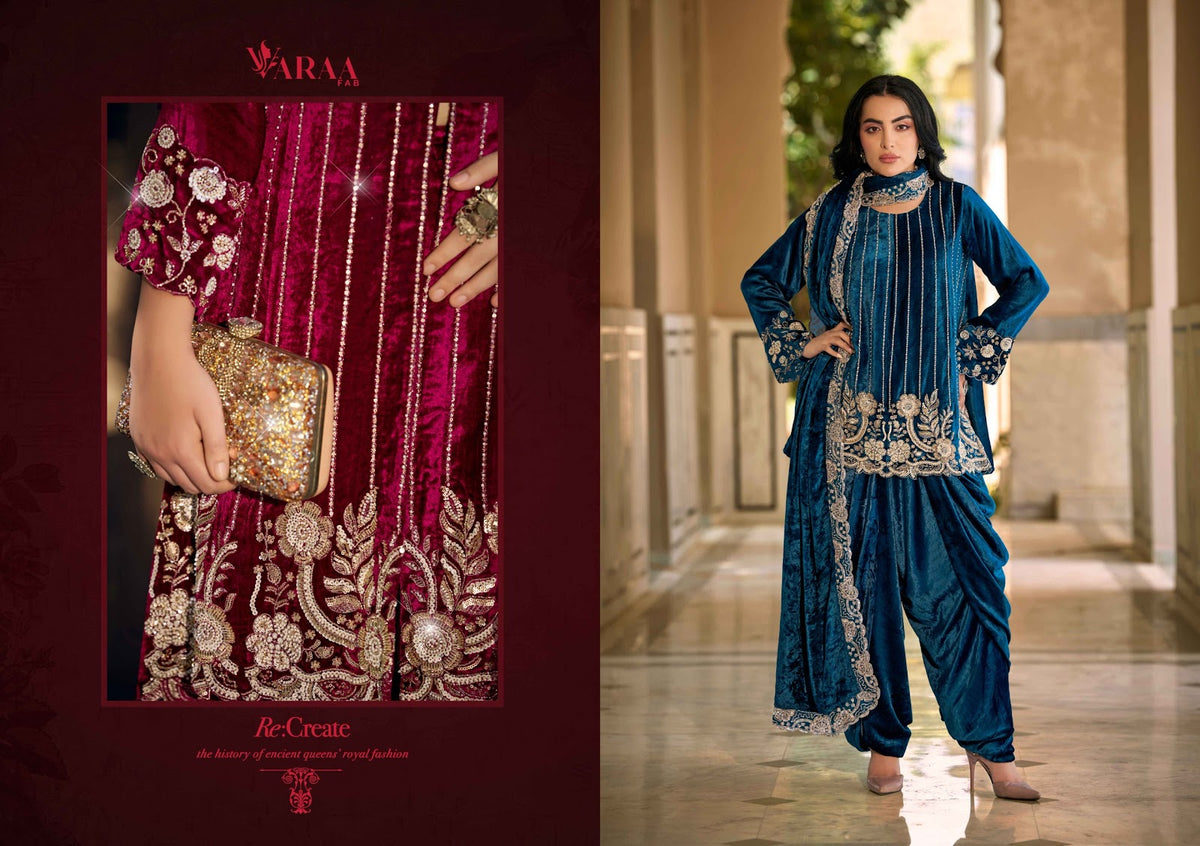 Gul E Gulzar Vol 1 Varaa Fab Viscose Velvet Suits Wholesaler