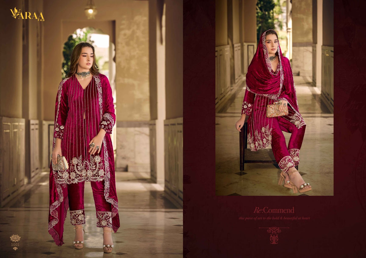 Gul E Gulzar Vol 1 Varaa Fab Viscose Velvet Suits Wholesaler