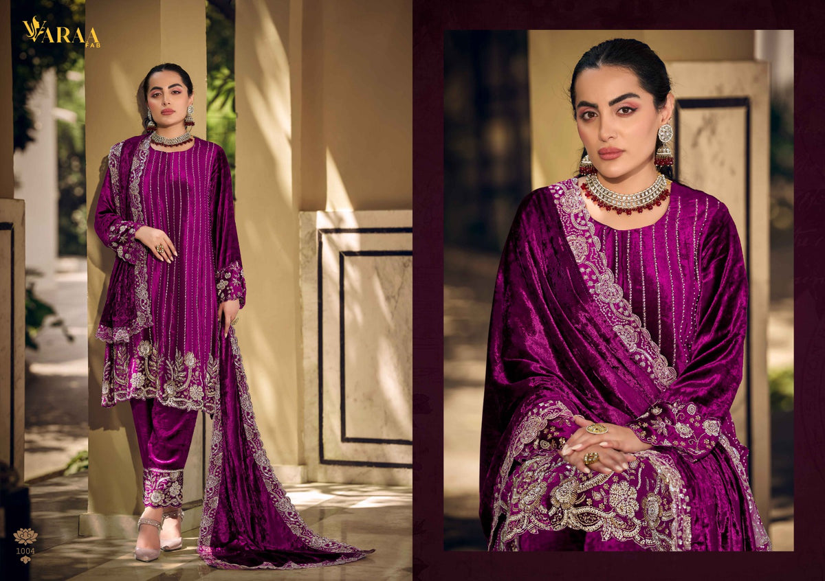 Gul E Gulzar Vol 1 Varaa Fab Viscose Velvet Suits Wholesaler