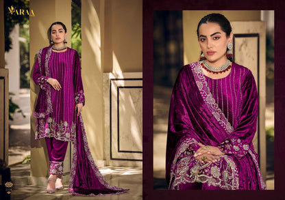 Gul E Gulzar Vol 1 Varaa Fab Viscose Velvet Suits Wholesaler