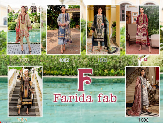 Gul Mohor Farida Fab Karachi Salwar Suits Wholesaler