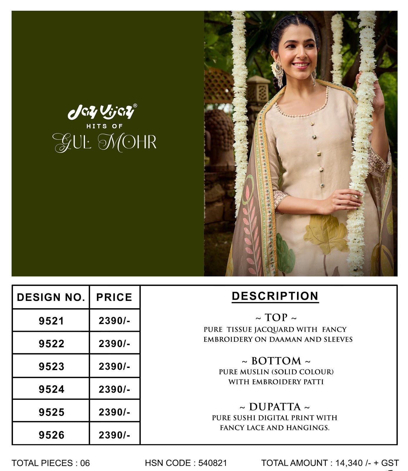 Gul Mohr Jay Vijay Tissue Pant Style Suits Exporter India