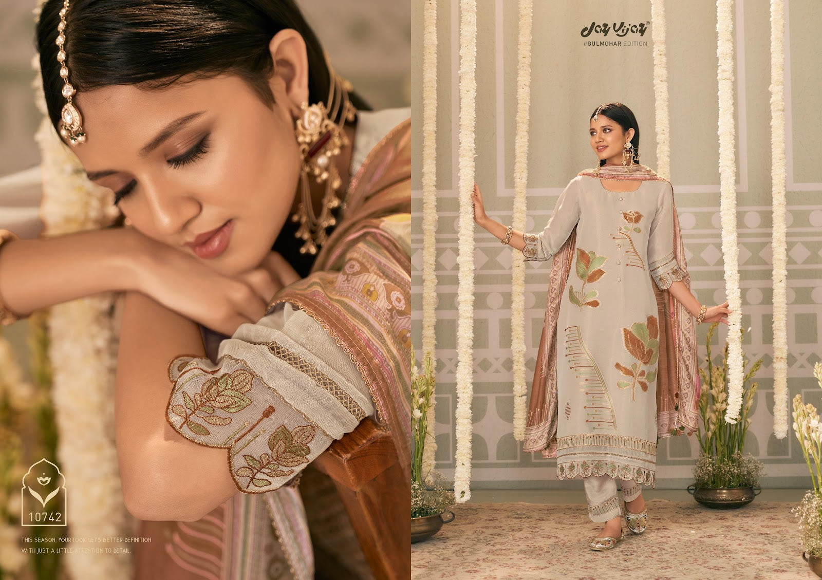 Gul Mohr Vol 2 Jay Vijay Tissue Pant Style Suits Exporter Ahmedabad