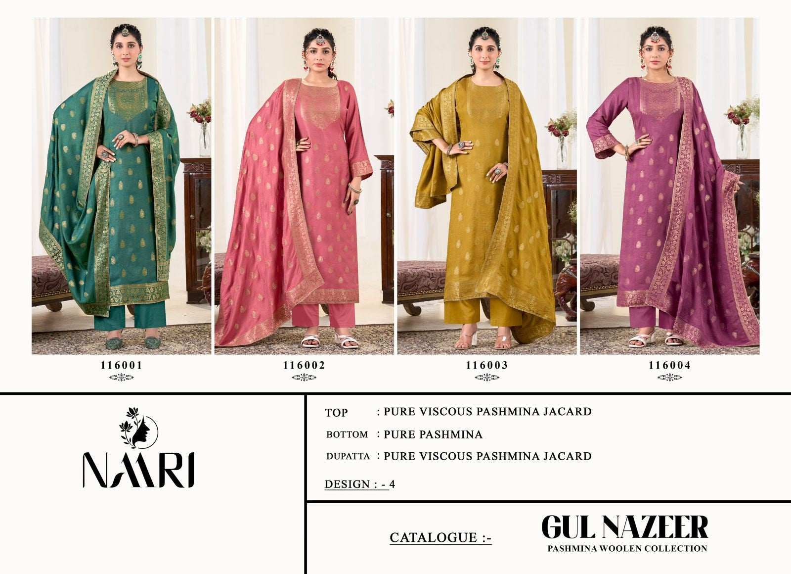 Gul Nazeer Naari Viscose Pashmina Suits Manufacturer Ahmedabad