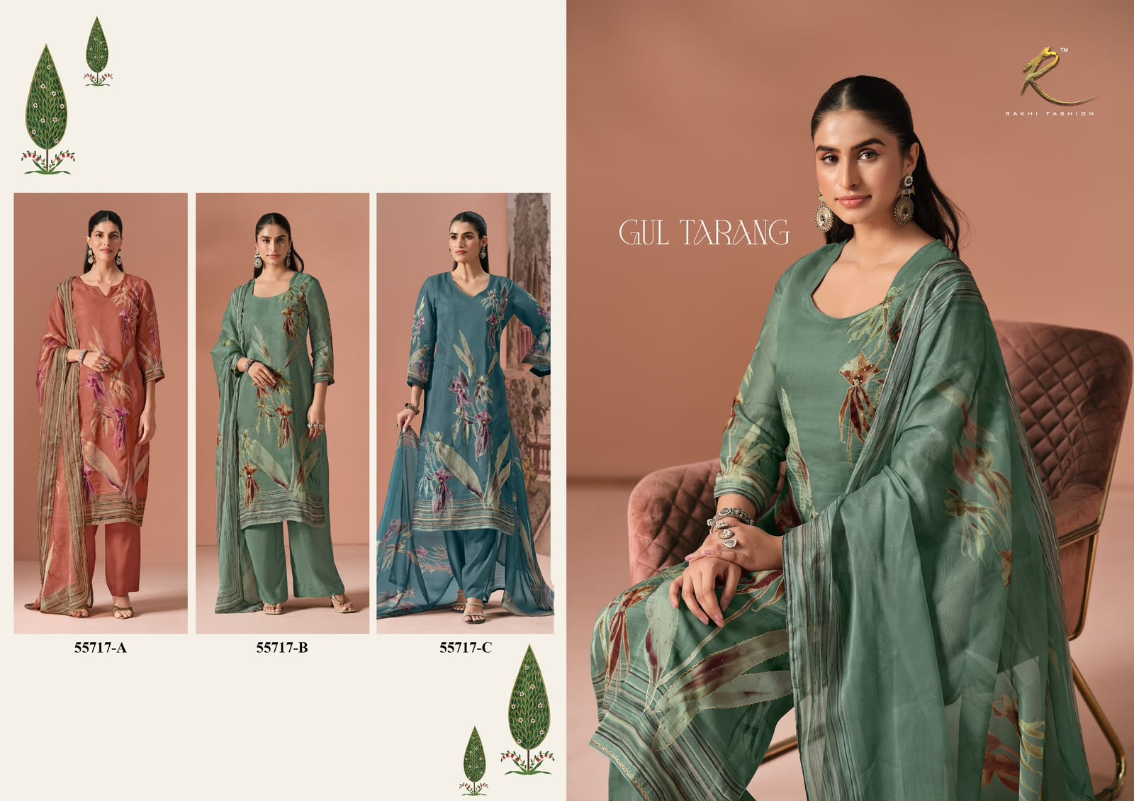 Gul Tarang Rakhi Fashion Viscose Organza Pant Style Suits Manufacturer
