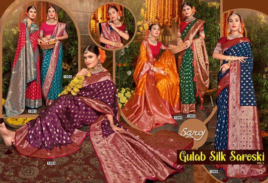 Gulaab Silk Saroski Vol 3 Saroj Soft Silk Sarees Supplier Ahmedabad
