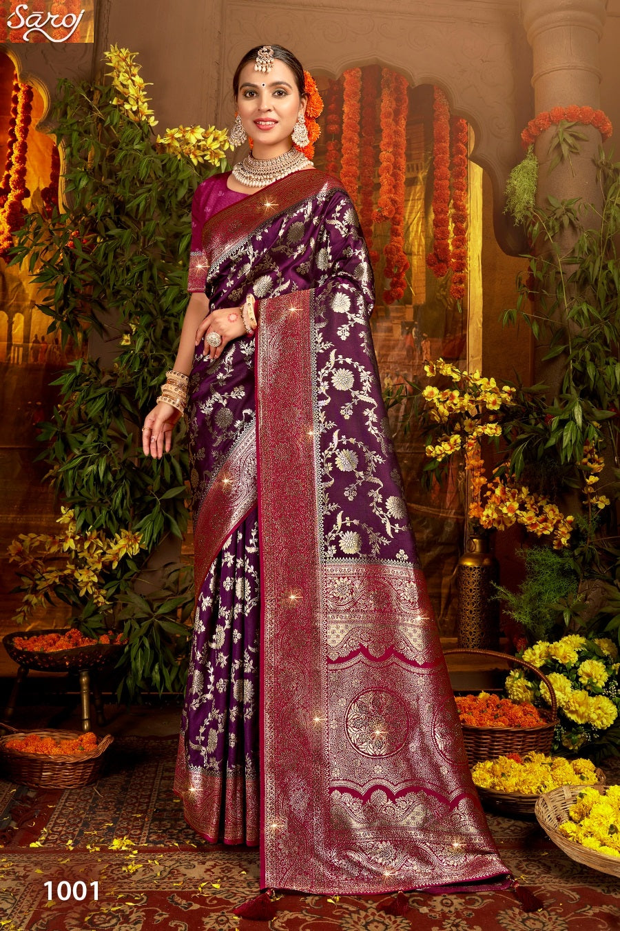 Gulaab Silk Saroski Vol 4 Saroj Soft Silk Sarees Exporter Ahmedabad