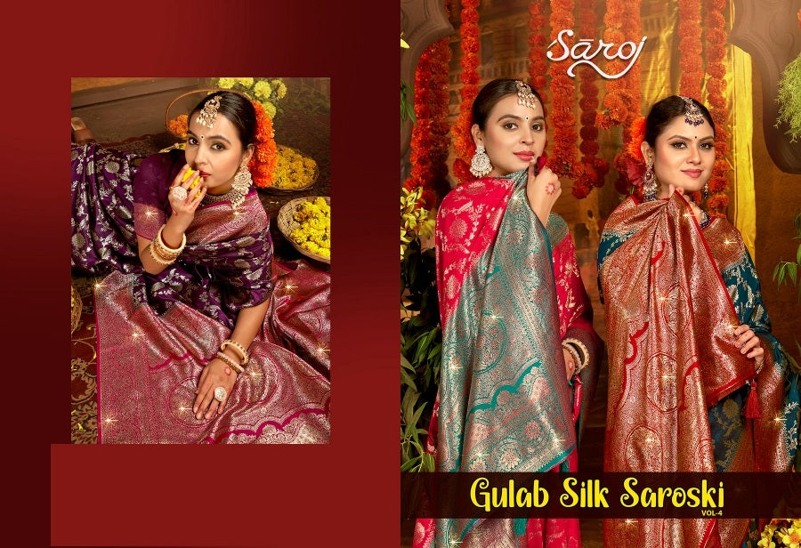 Gulaab Silk Saroski Vol 4 Saroj Soft Silk Sarees Exporter Ahmedabad