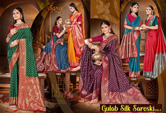 Gulaab Silk Saroski Vol 5 Saroj Soft Silk Sarees Wholesaler Ahmedabad