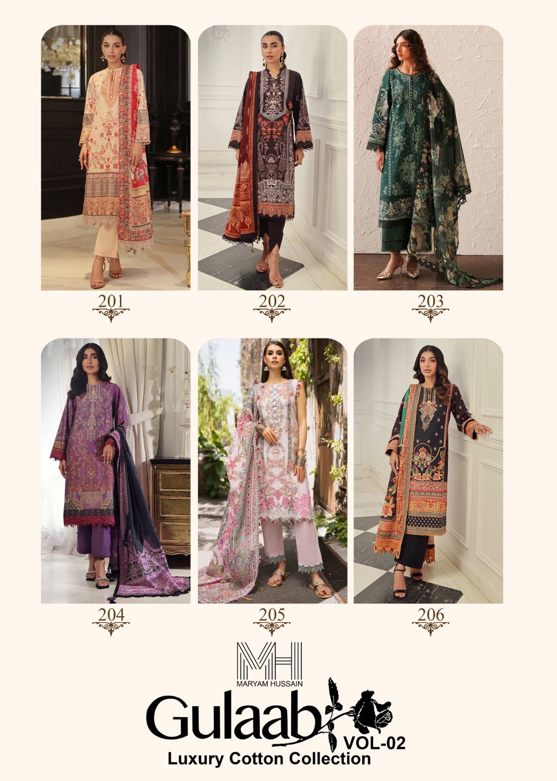 Gulaab Vol 2 Luxury Cotton Collection Maryam Hussain Karachi Salwar Suits Wholesaler Ahmedabad