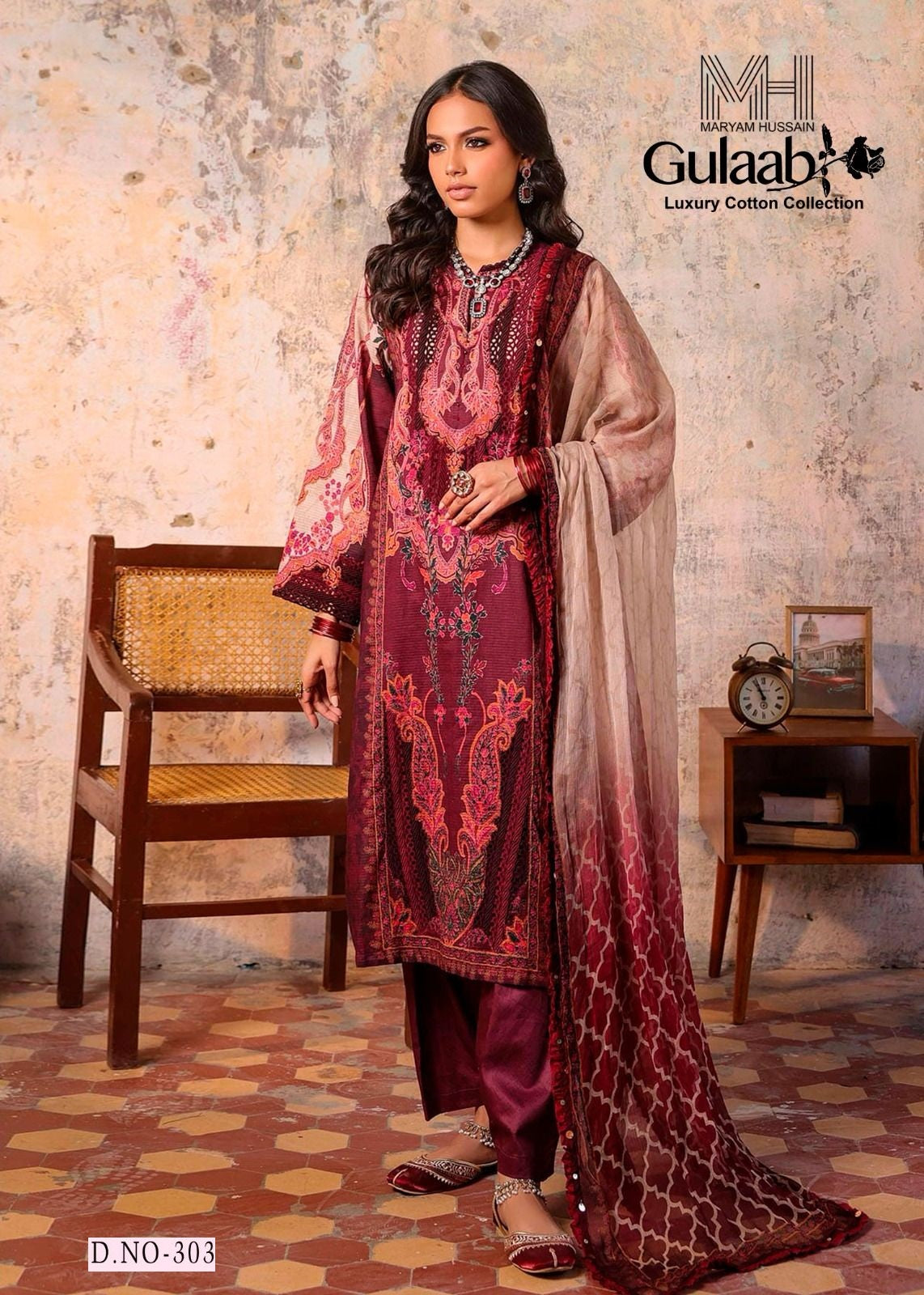 Gulaab Vol 3 Luxury Cotton Collection Maryam Hussain Cotton Karachi Salwar Suits Wholesaler