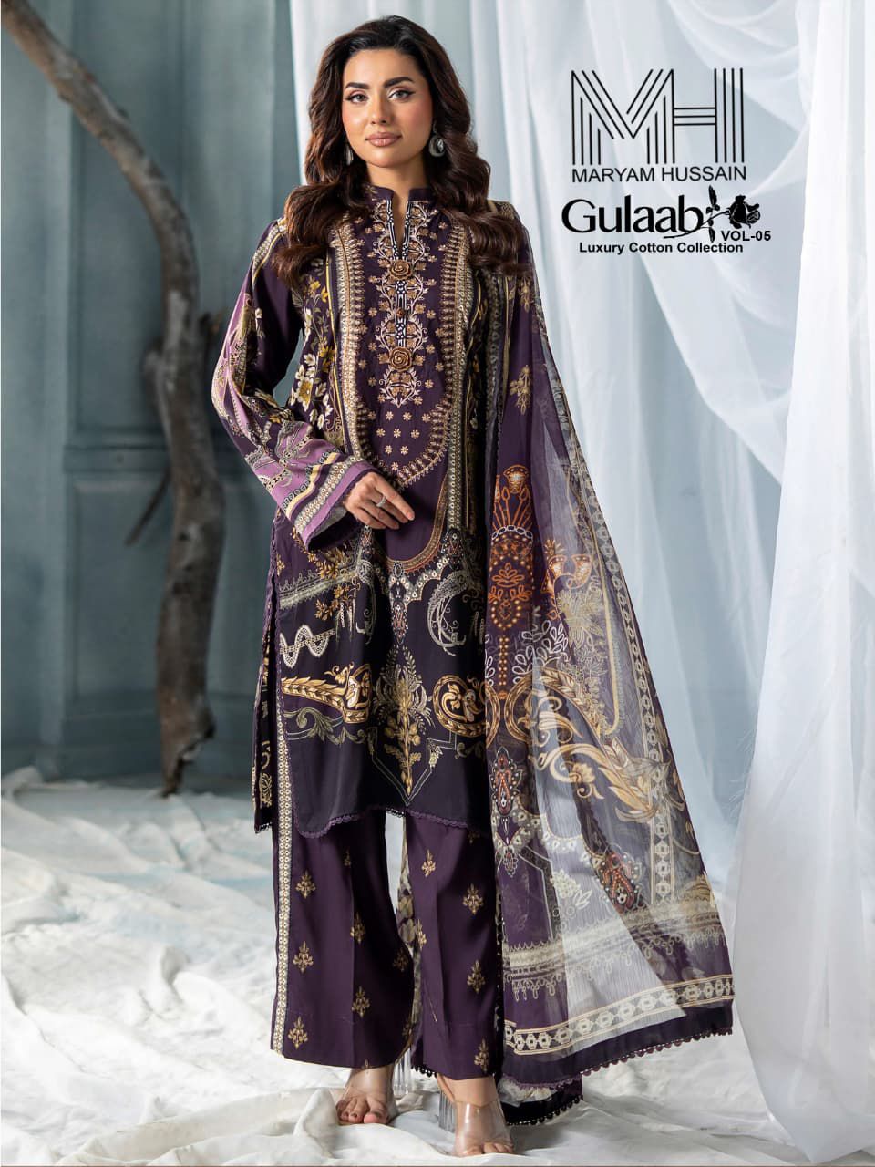 Gulaab Vol 5 Luxury Cotton Collection Maryam Hussain Karachi Salwar Suits Exporter Gujarat