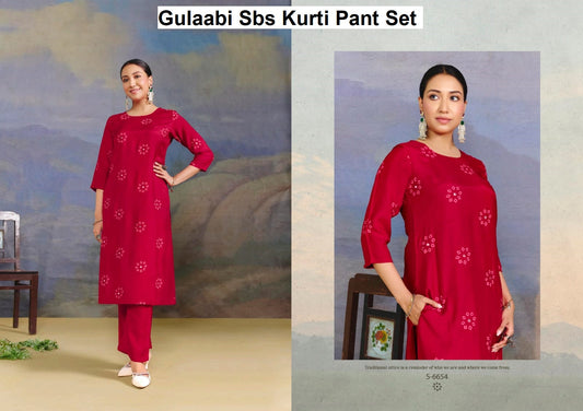 Gulaabi Sbs Pure Maslin Kurti Pant Set Supplier India