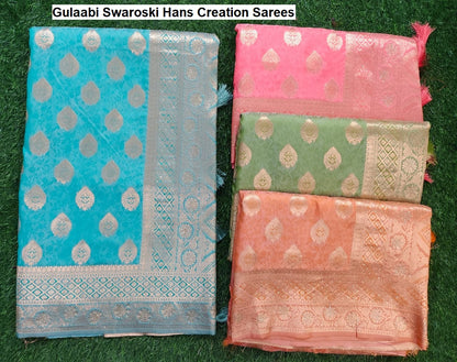 Gulaabi Swaroski Hans Creation Sarees Wholesaler India