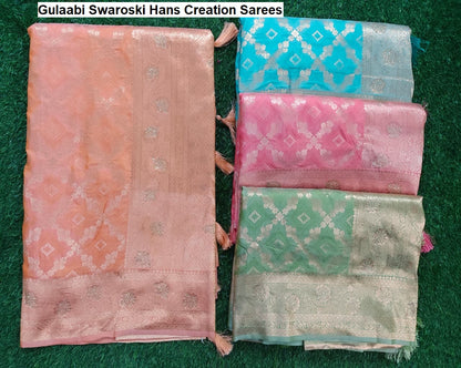 Gulaabi Swaroski Hans Creation Sarees Wholesaler India