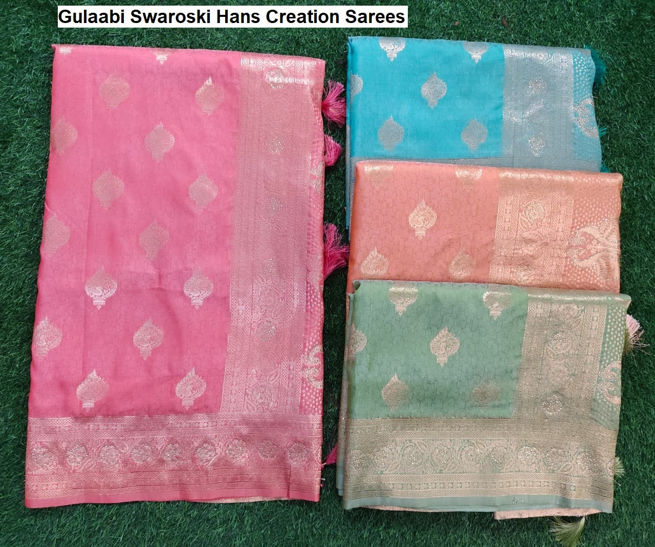 Gulaabi Swaroski Hans Creation Sarees Wholesaler India
