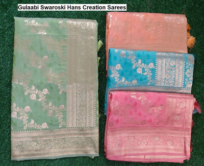 Gulaabi Swaroski Hans Creation Sarees Wholesaler India