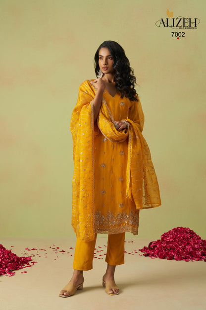Gulaabo 7001-7004 Alizeh Organza Pant Style Suits Supplier Ahmedabad