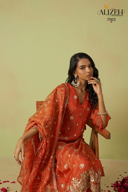 Gulaabo 7001-7004 Alizeh Organza Pant Style Suits Supplier Ahmedabad